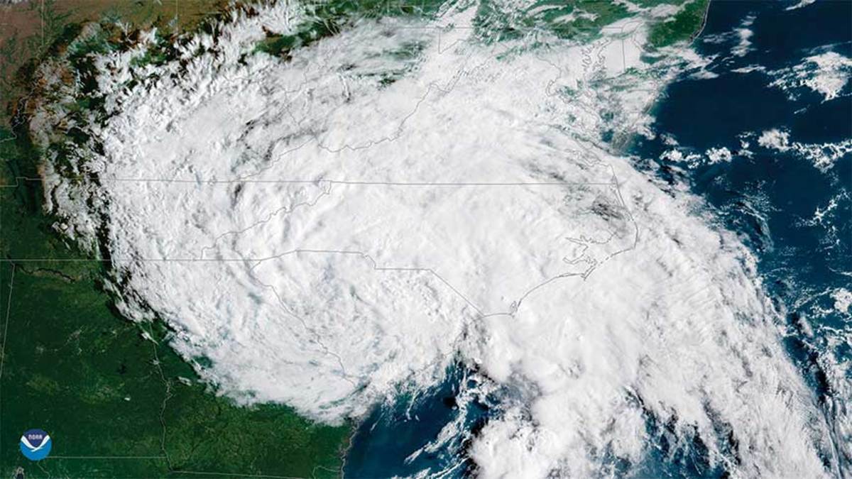 One reason Hurricane Florence, shown here over the continental United States, was so devastating was the sheer size of the storm.