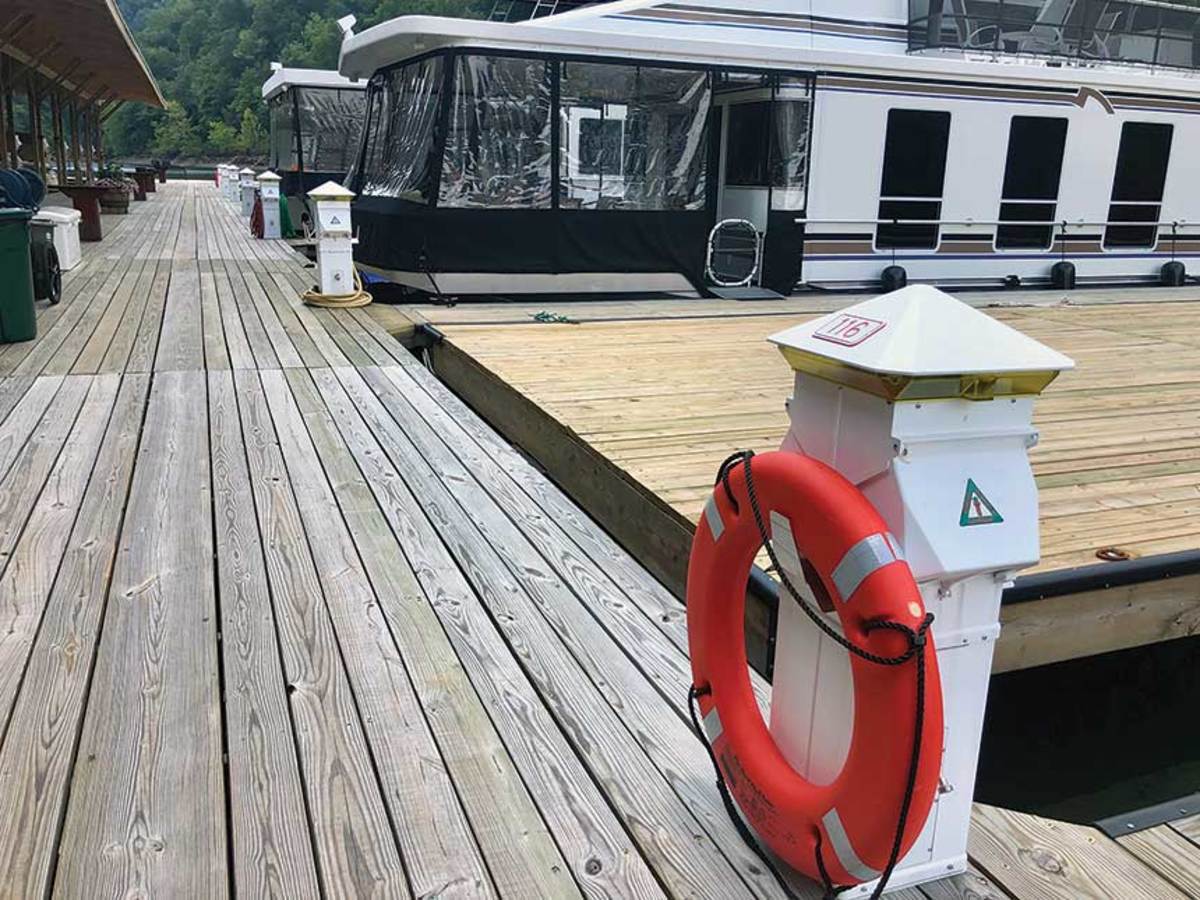 Marina Rowena on Lake Cumberland has a shore-power network with ground-fault monitoring to keep boats from leaking stray current.