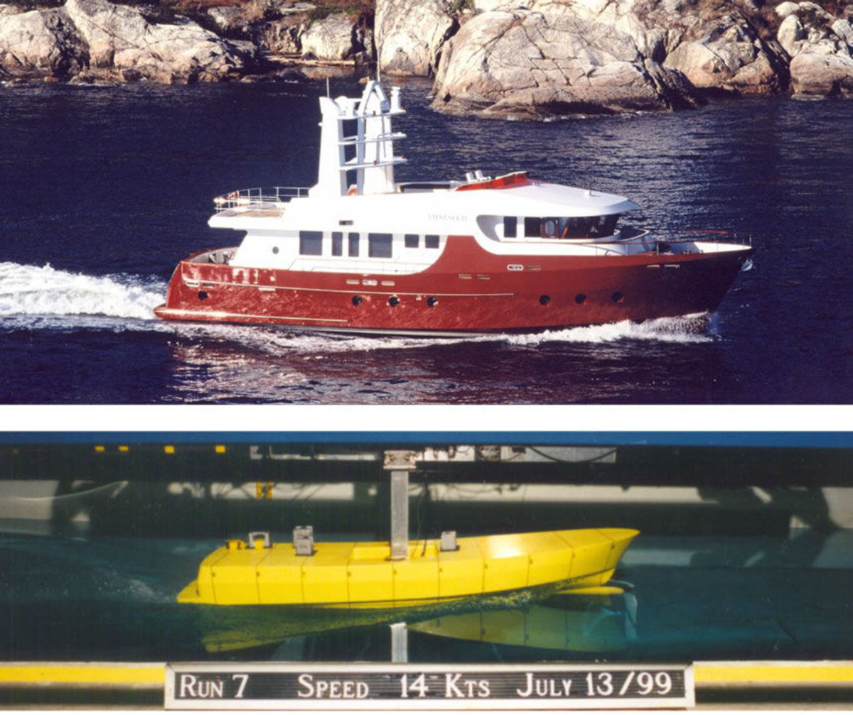 Cape Scott 86 – MV “Amnesia IV” - The trip from Vancouver, B.C. to San Diego, CA took 7 ½ days with an average speed of 9.6 knots over the ground. With generator run time included we averaged 3 litres per mile (6.25 US gal/ hr). Even in 40+ knot winds and really big seas the boat handled very well. From the delivery trials Sept. 20, 2004. 