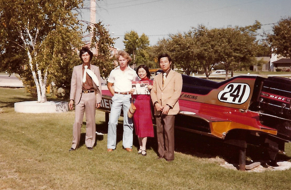 Reichow (second from left) was a service specialist at Mercury in 1979.