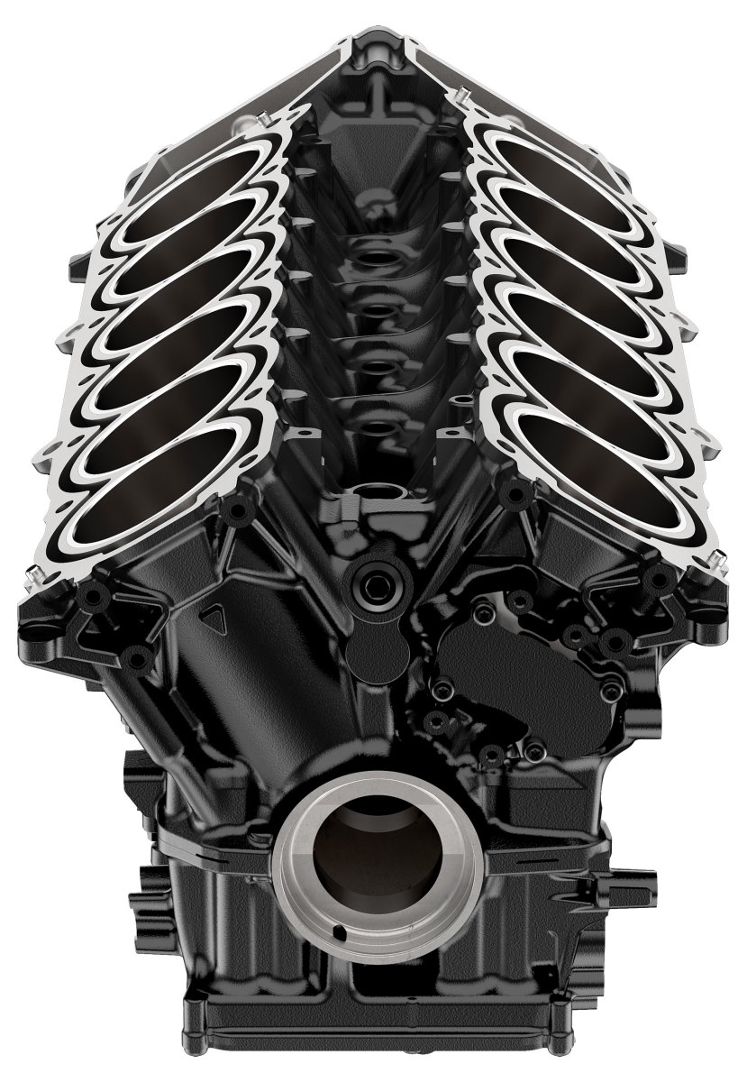  The V-12 block has no direct counterpart in the automotive world.