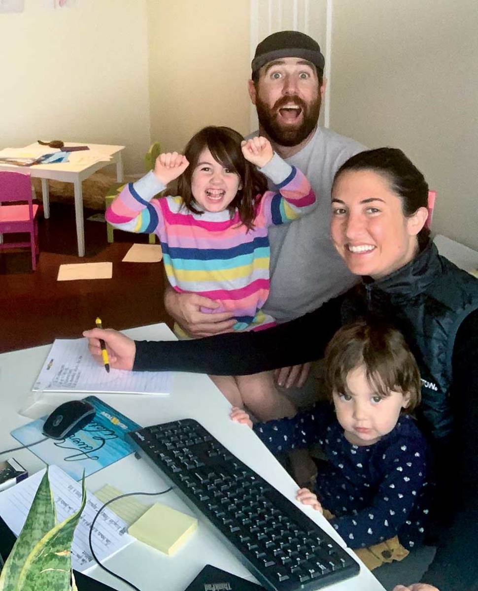 Jennifer and John Waters are learning the challenges of working from home with their young daughters — but are finding fun too.