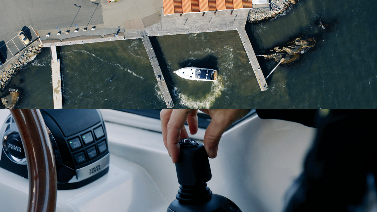 Volvo Penta’s GPS-based Dynamic Positioning calculates how conditions impact drive angles and returns the boat to its intended course, working in concert with the IPS drives and joystick.