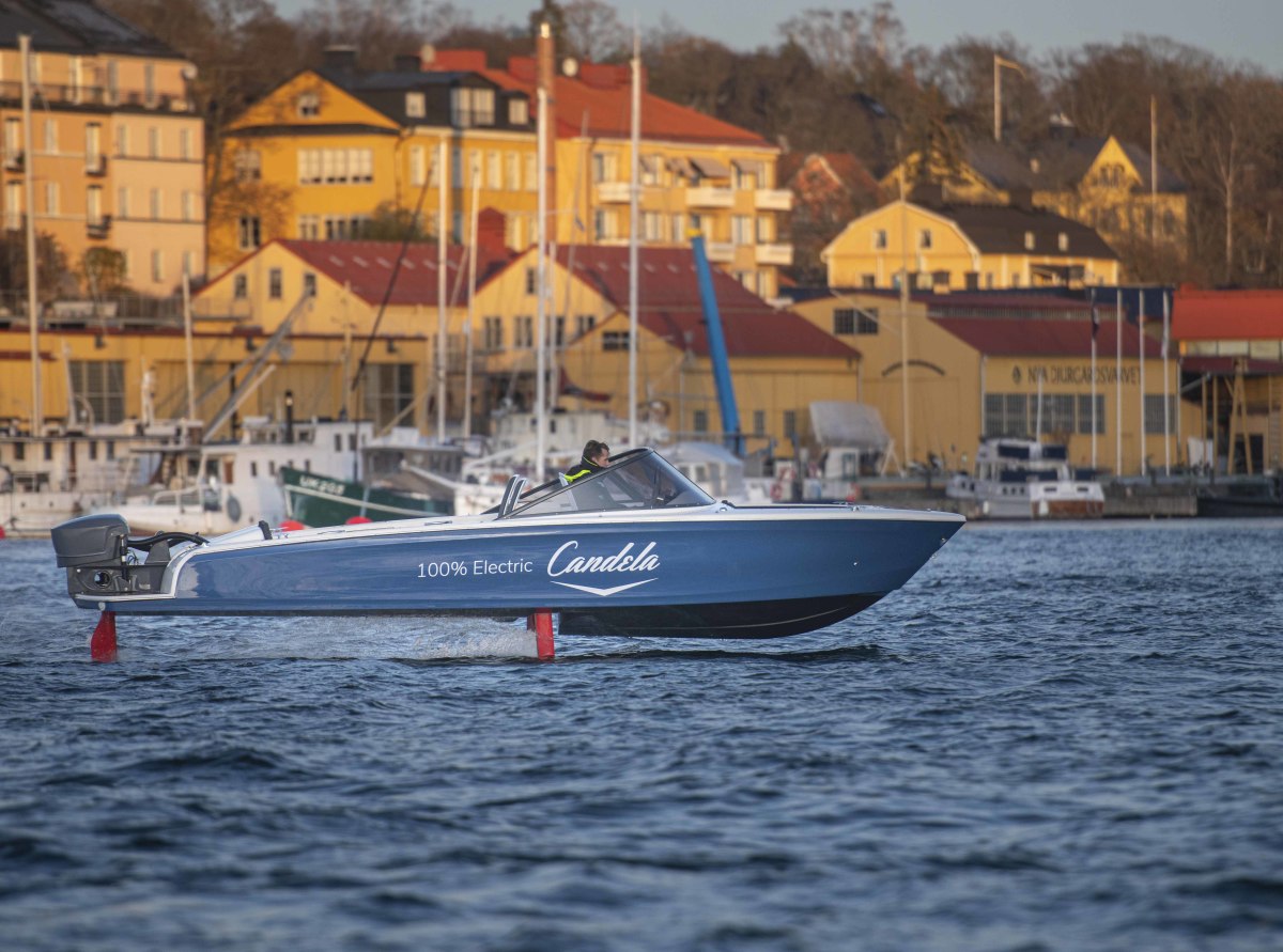 Candela’s hydrofoil-equipped electric boats shared the Innovative On-Board Design Solution category with Sunseeker’s 65 Sport Yacht.