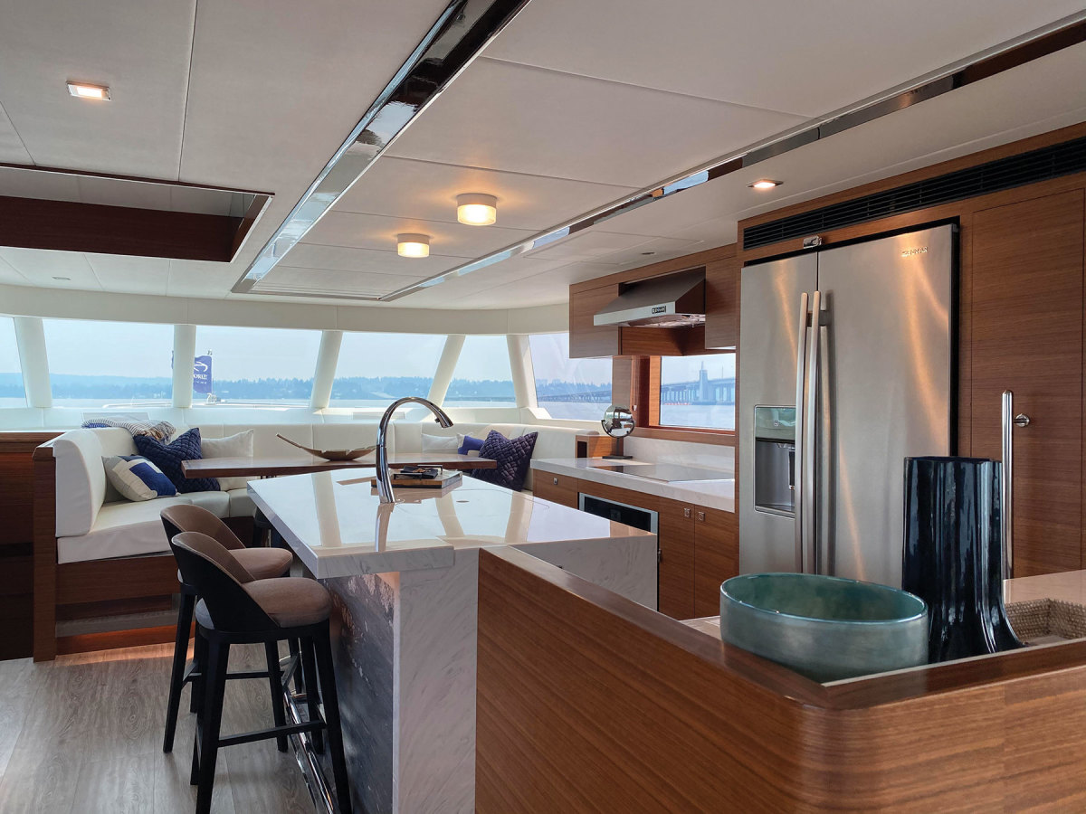 The Horizon Vision 68’s galley is an example of  Barnett’s clean design philosophy.