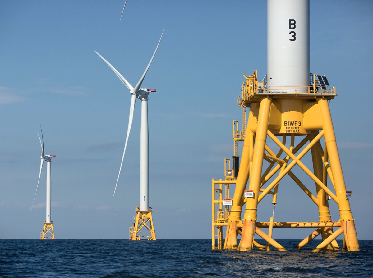 The wind farm off Block Island, R.I., is the only one currently operating on the East Coast. AP photo